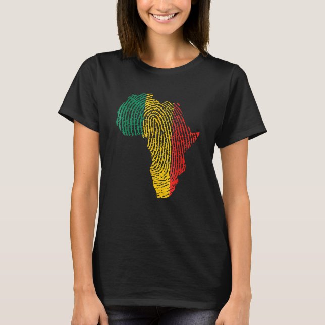 Pan African Flag Fingerprint Black History Month P T-Shirt (Vorderseite)