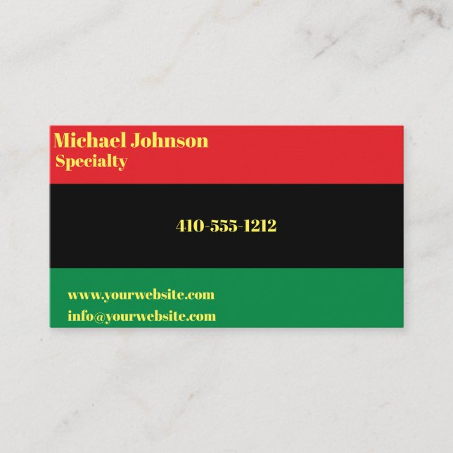 Pan African Flag, Happy Kwanzaa Africa Design Visitenkarte (Vorderseite)