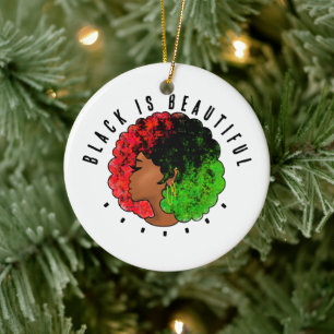 Pan Afrikanische schwarze Frau Rot-Grün Stolz für Keramik Ornament