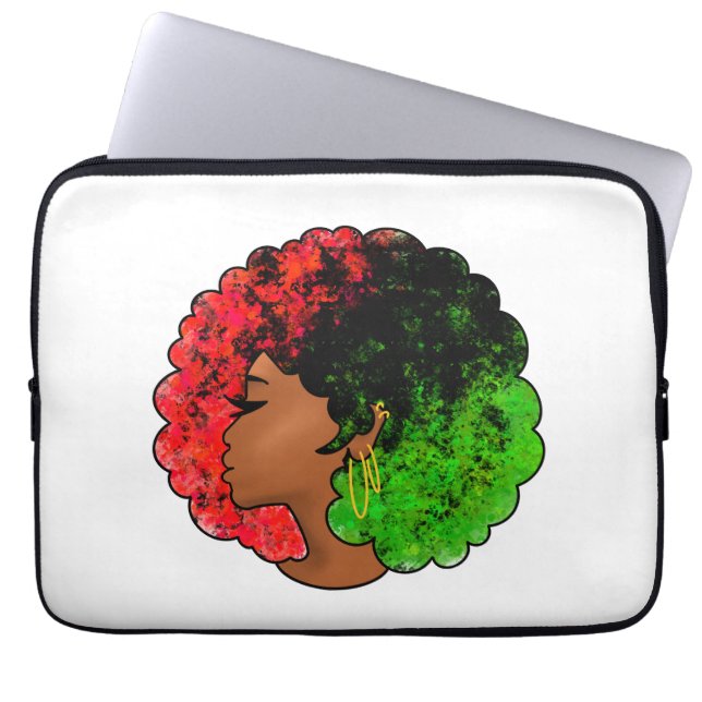 Pan Afrikanische schwarze Frau Rot-Grün Stolz für Laptopschutzhülle (Vorderseite)