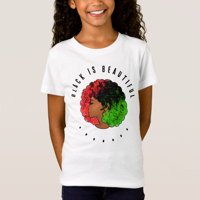 Pan Afrikanische schwarze Frau Rot-Grün Stolz für T-Shirt (Vorderseite)