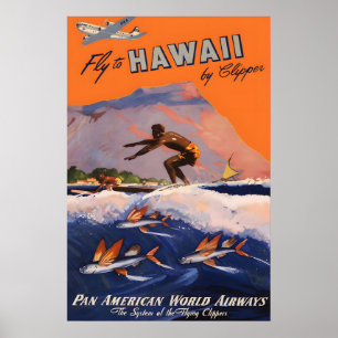 Pan Am Hawaii 1940er Reiseplakat Druck 1 Poster