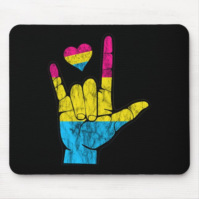 Pan ASL Pride Pansexual Hearing Loss Deaf Awarenes Mousepad (Vorne)