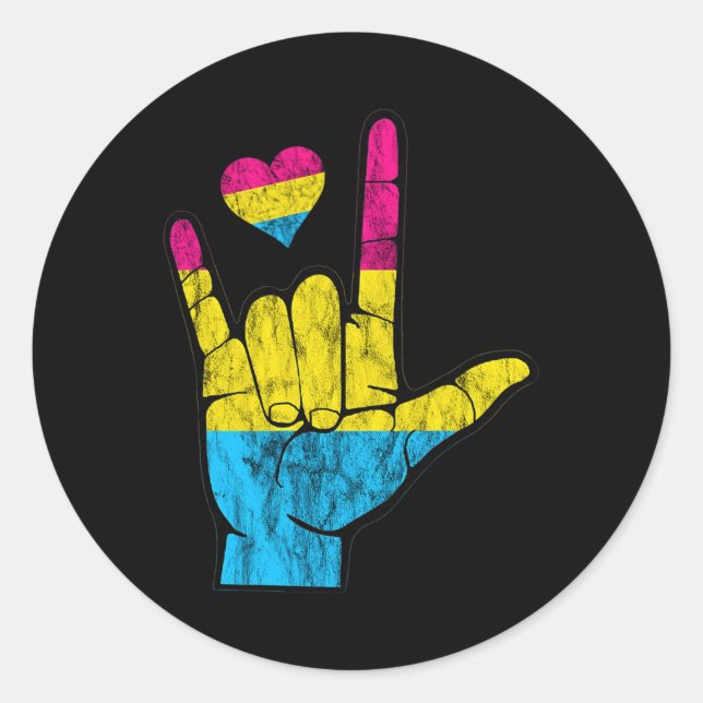 Pan ASL Pride Pansexual Hearing Loss Deaf Awarenes Runder Aufkleber (Vorderseite)