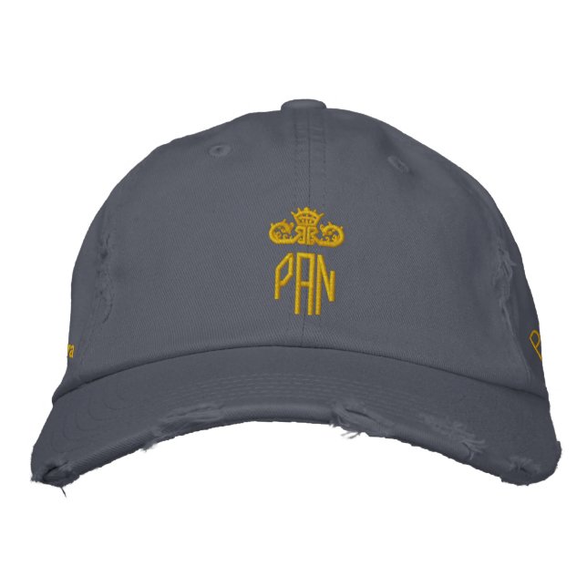 PAN-Cap-blue x gold Bestickte Kappe (Vorderseite)