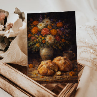 Pan de Muerto Floral Still Life Art Postcard Postkarte