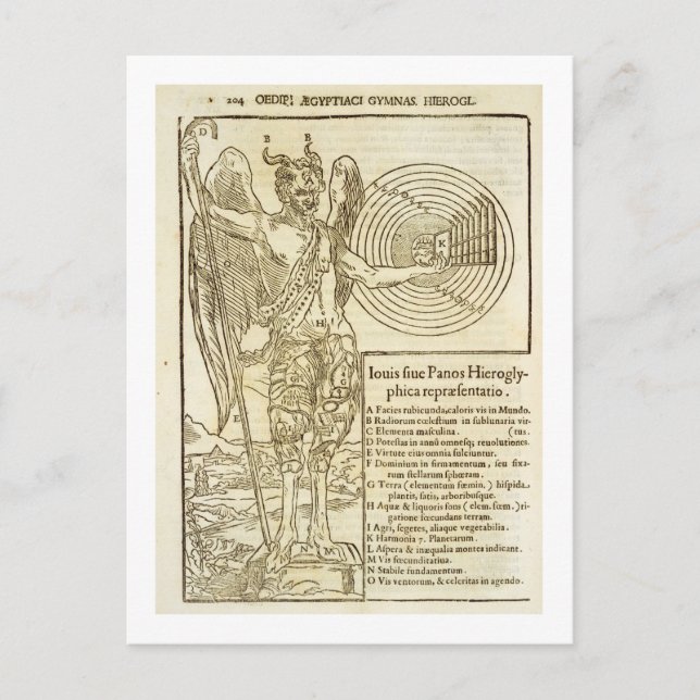 Pan, der universelle Gott, und die Elemente, die e Postkarte (Vorderseite)