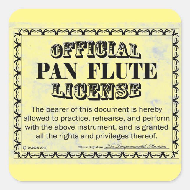 Pan Flute License Square Aufkleber (Vorderseite)