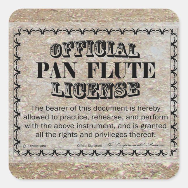 Pan Flute License Square Aufkleber (Vorderseite)