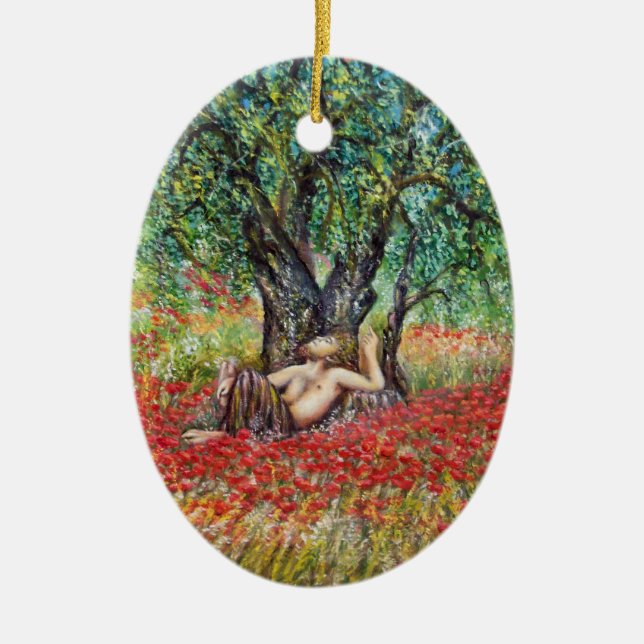 PAN-, OLIVENBAUM- UND POPPY-FELDER KERAMIKORNAMENT (Vorne)
