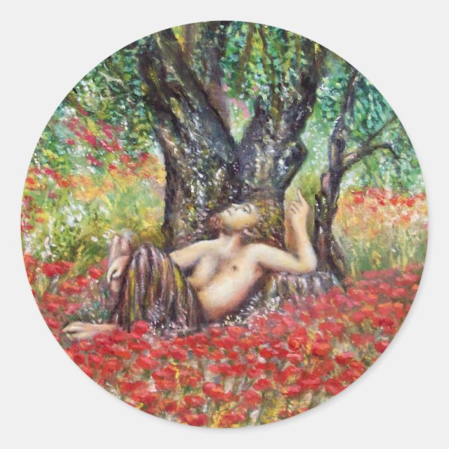 PAN-, OLIVENBAUM- UND POPPY-FELDER RUNDER AUFKLEBER (Vorderseite)