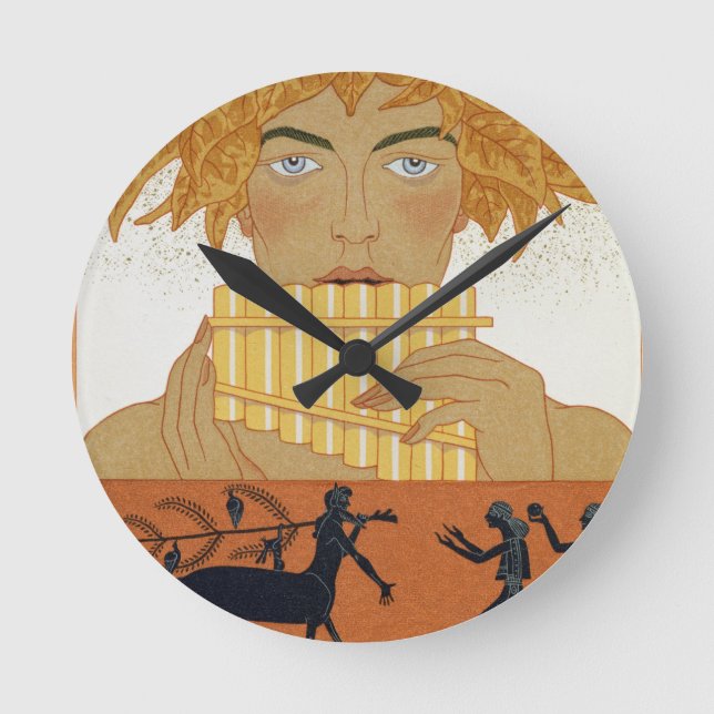 Pan-Pfeifer, Illustration von "Les Mythes" durch Runde Wanduhr (Vorderseite)