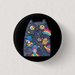 Pan Pride Cat Space Pansexual Lgbt Gay Lesbian Tra Button