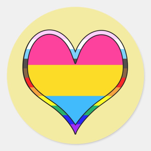 Pan Pride Heart Classic Round Aufkleber (Vorderseite)