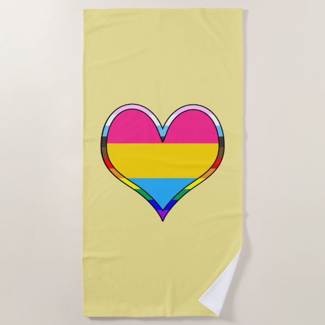 Pan Pride Heart Strandtuch (Vorderseite)