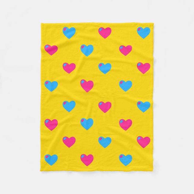Pan Pride Hearts Fleece Blanket (Vorderseite)