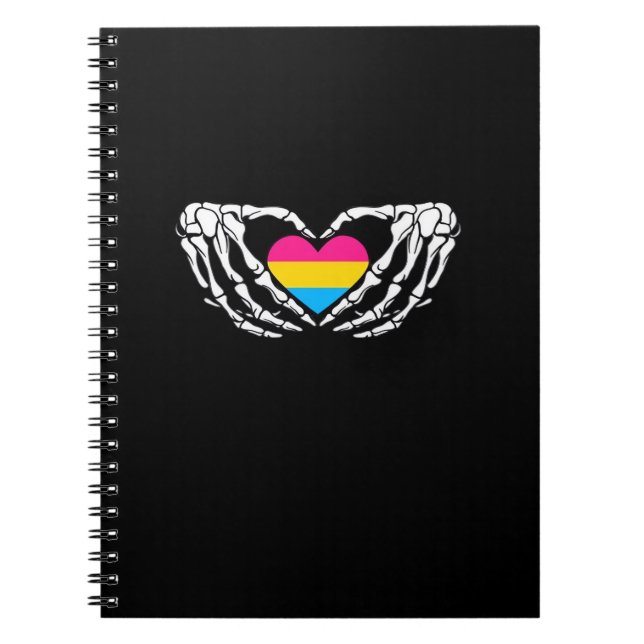 Pan Pride Skeleton Halloween Pan Goth Heart Notizblock (Vorderseite)