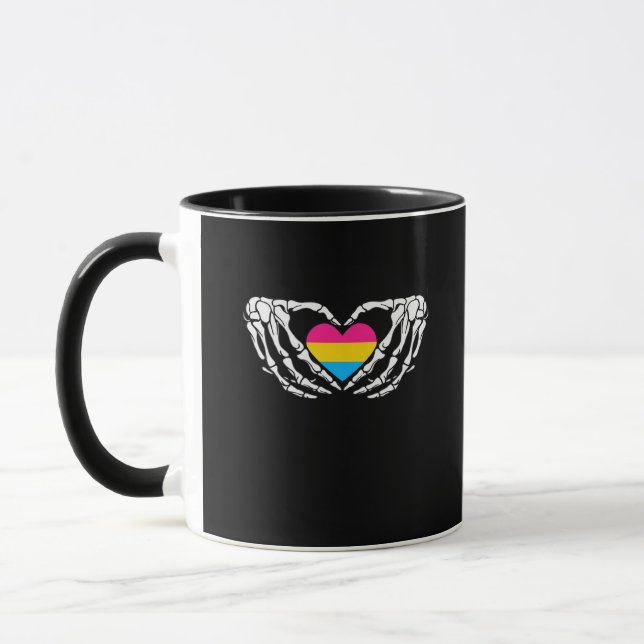 Pan Pride Skeleton Halloween Pan Goth Heart Tasse (Links)
