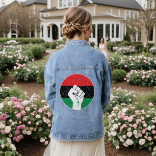 Panafrikanische Flagge Faust, Afroamerikanische Sc Jeansjacke