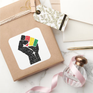 Panafrikanische Flagge Faust, Afroamerikanische Sc Quadratischer Aufkleber