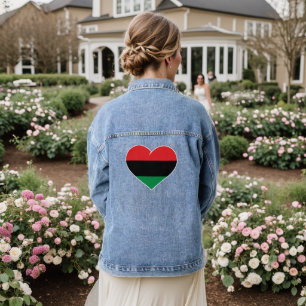 Panafrikanische Flagge Herz Afroamerikaner Schwarz Jeansjacke