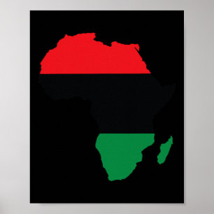 Panafrikanische Unia-Flagge Karte Kontinent Schwar Poster