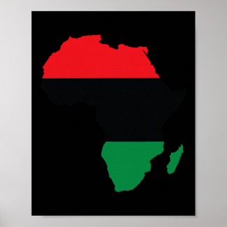 Panafrikanische Unia-Flagge Karte Kontinent Schwar Poster