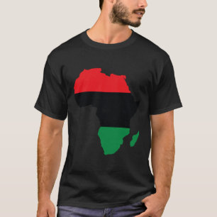 Panafrikanische Unia-Flagge Karte Kontinent Schwar T-Shirt
