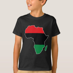 Panafrikanische Unia-Flagge Karte Kontinent Schwar T-Shirt