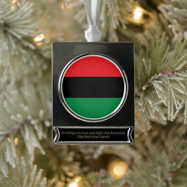 Panafrikanische UNIA Kwanzaa-Flagge personalisiert Banner-Ornament Silber (Baum)
