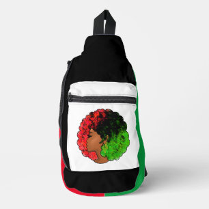 Panafrikanisches schwarzes Mädchen Frau rot grün S Crossbody Bag