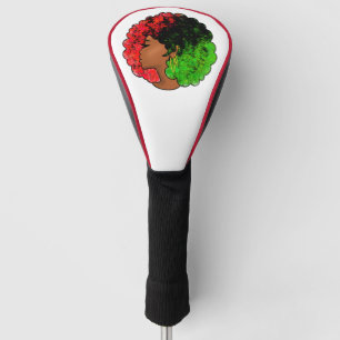 Panafrikanisches schwarzes Mädchen Frau rot grün S Golf Headcover