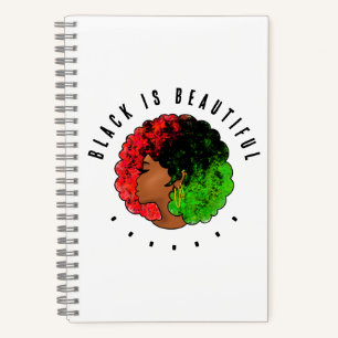 Panafrikanisches schwarzes Mädchen Frau rot grün S Notizbuch