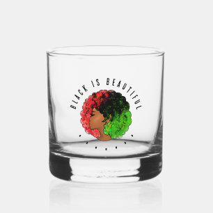 Panafrikanisches schwarzes Mädchen Frau rot grün S Whiskyglas