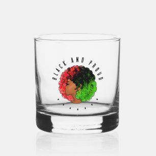 Panafrikanisches schwarzes Mädchen Frau rot grün S Whiskyglas