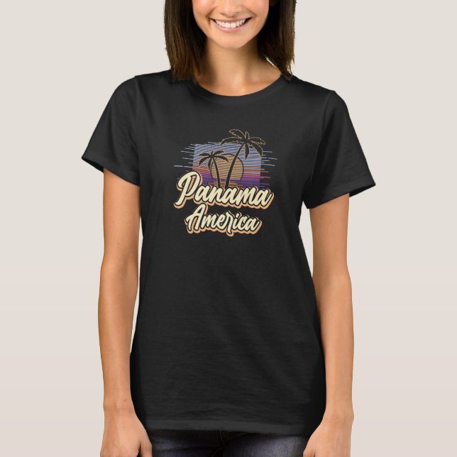 Panama America Retro, Beach Surfing Snorkeling Act T-Shirt (Vorderseite)