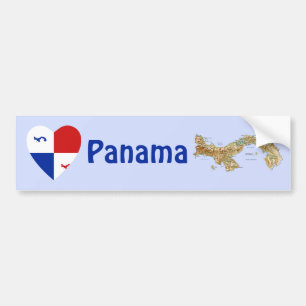 Panama-Banner Herz + Karte Aufkleber für Stoßstang Autoaufkleber