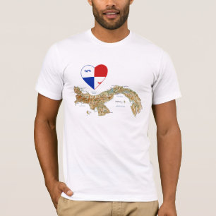 Panama-Banner-Herz- und Karten-T-Shirt T-Shirt