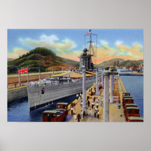 Panama Canal Pedro Miguel Locks mit Schiff Poster
