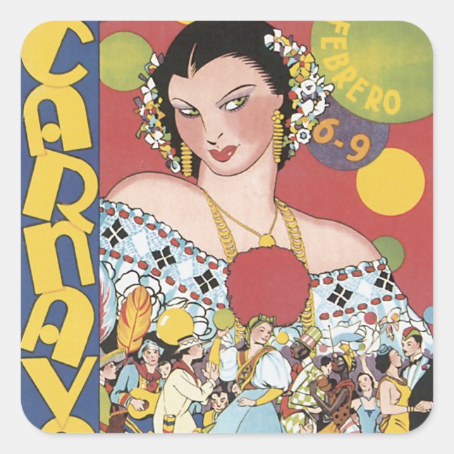 Panama Carnaval 1937 Quadratischer Aufkleber (Vorderseite)