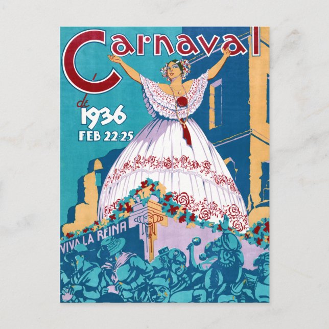 Panama Carnival Vintage Reiseplaner Neu Postkarte (Vorderseite)
