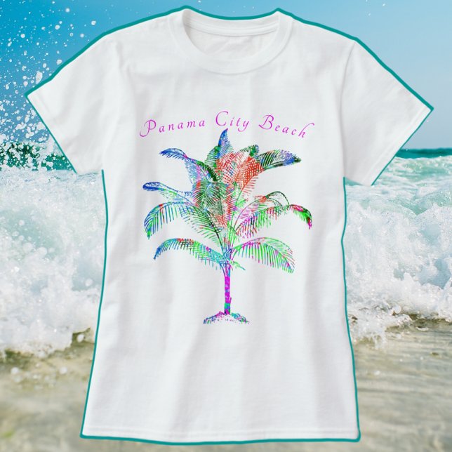 Panama City Beach Florida farbenfrohe Bright Palm  T-Shirt (Von Creator hochgeladen)