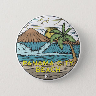 Panama City Beach Florida Vintag Button