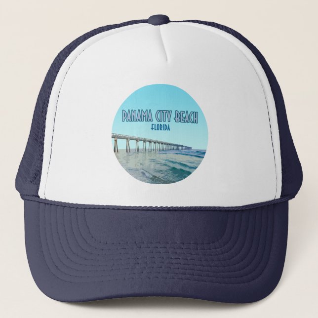 Panama City Beach Florida Vintag Truckerkappe (Vorderseite)