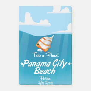 Panama City Beach Florida Vintage Reiseplakat. Post-it Klebezettel