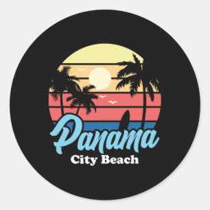 Panama City Beach Surfer Surfen Souvenir Retro Runder Aufkleber