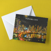 Panama City by Night Panorama View Gemälde