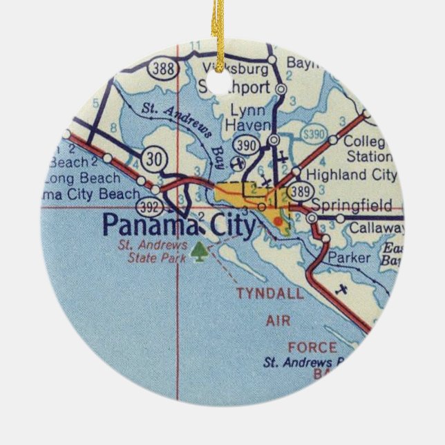Panama City Fl Vintage Karte Keramik Ornament (Hinten)