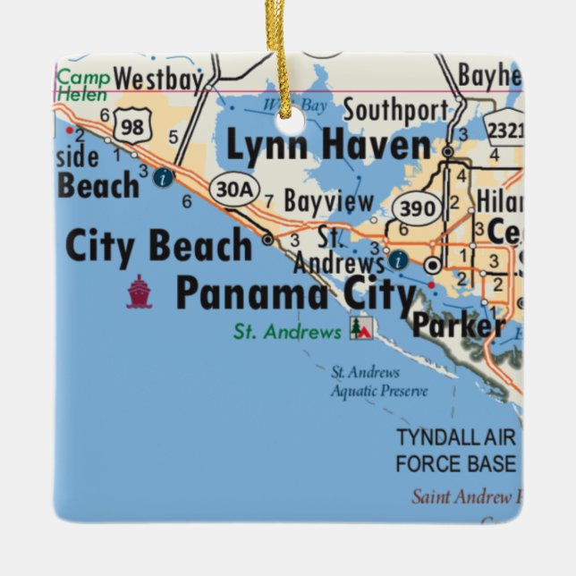 Panama City Florida Karte Keramikornament (Vorderseite)