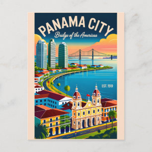 Panama City Retro-Reiseposter-Kunst Postkarte